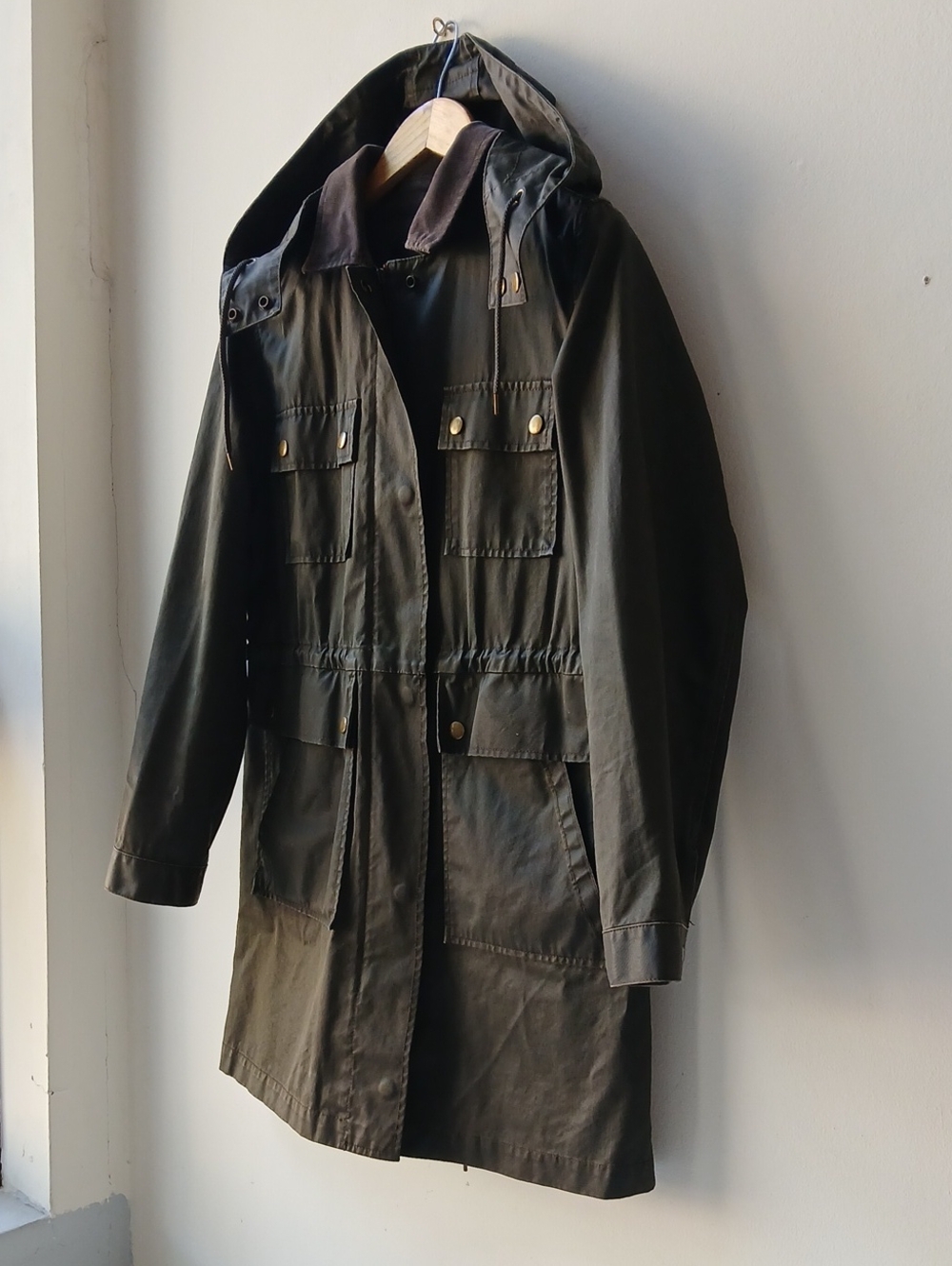 J. Crew Hooded Long Field Jacket Waxed Women's XS - Picture 2 of 6